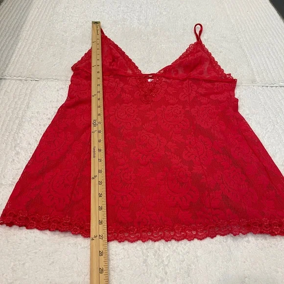 Vintage Victoria's Secret Cami Lace Top Women's Size L Red Floral - Picture 9 of 10